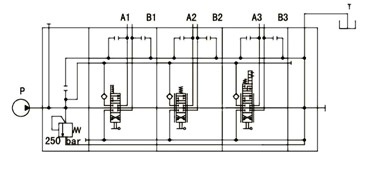 Гидросхема распределителя SD8-OT-PAB-G1/2-TN-G3/4 (функциональная замена Walvoil 80 л.)